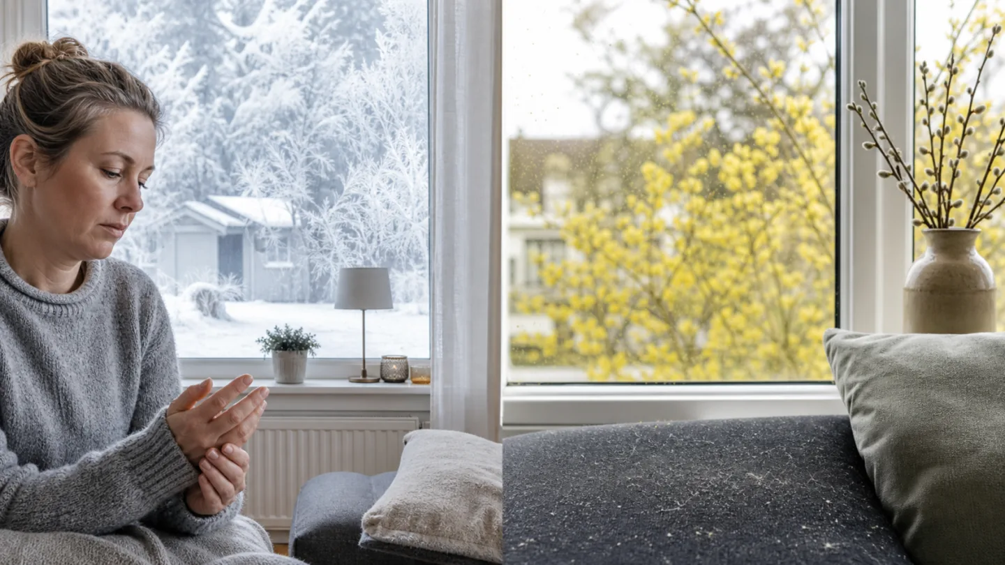 Torr vinterluft jämförs med pollen och damm inomhus
