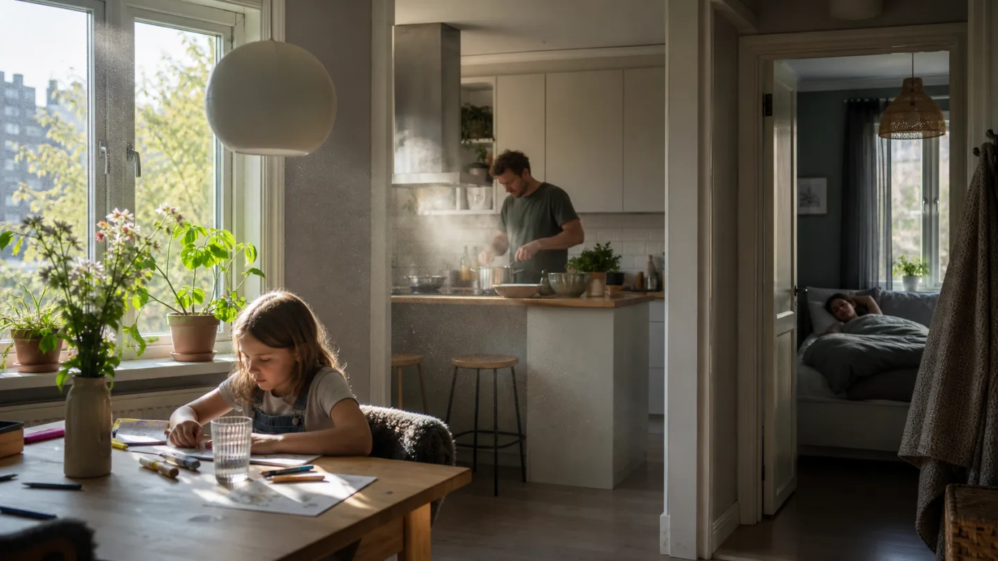 Svenskt hem med flera vanliga källor till sämre inomhusluft